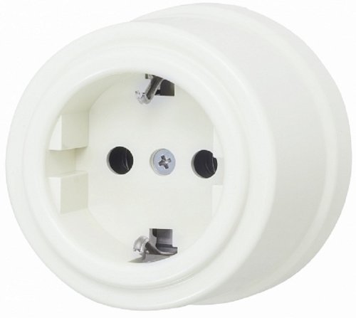 Розетка-ретро с заземлением пластик Bironi Лизетта 1-м. слоновая кость картинка